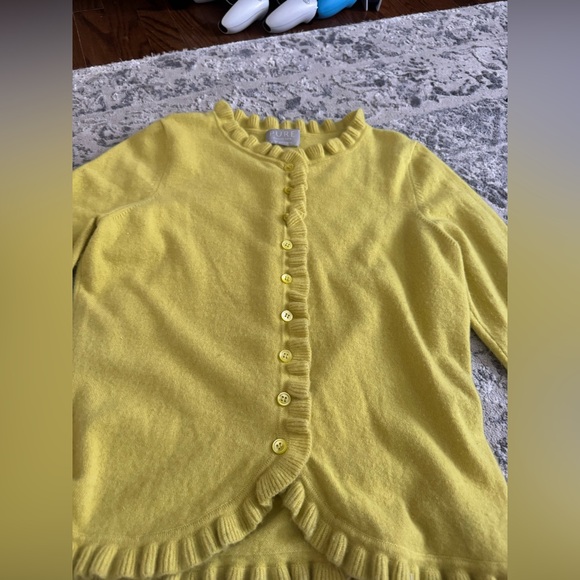 Pure Collection Yellow Ruffled Cardigan - Picture 3 of 4